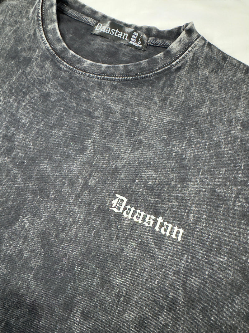 Black Acid Wash - DAASTAN Oversized Drop Shoulder T-Shirt