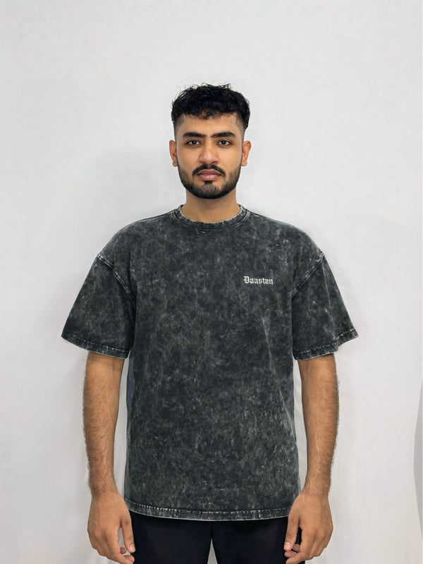 Black Acid Wash - DAASTAN Oversized Drop Shoulder T-Shirt