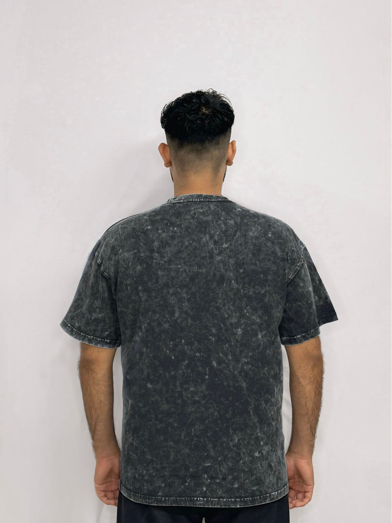 Black Acid Wash - DAASTAN Oversized Drop Shoulder T-Shirt